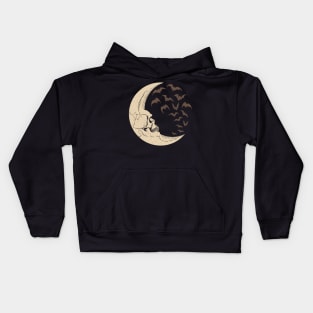 Skull Moon Vampire Bats Kids Hoodie